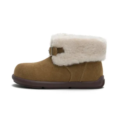 Women's Sheepskin Lined Winter Boots with Thick Wool Insulation Wide Toes Anti-slip Rubber Soles Ankle Height Winter Season