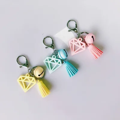 KEY019 Rhinestone Tassel Bell Keychain Cute Lovely Car Key Ring Girls Women Bag Accessories Charm Wallet Key Chains New