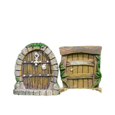Rustic Miniature Resin Wooden Door Decorative Prop for 1:12 Scale Dollhouse Room Scene