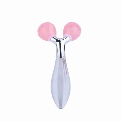 3D Summer Rose Golden Jade Roller Natural Stone Facial Massage Tool with Gua Sha Scraper for Face Care
