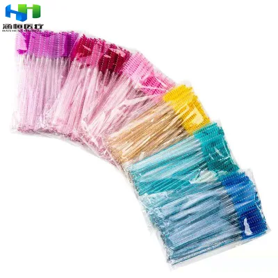 Hanheng Professional Disposable Eyelash Brush Mascara Wands Applicator Eyelash Extension Brush Lash Spoolie Brush