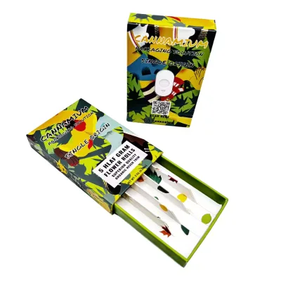 Wholesale Rigid Child Resistant Lock Recycled Materials Matt Lamination Rolling Wrap Leaf Custom Logo Roll Cone Paper Box