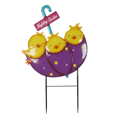 Zhongpin New Design Easter Metal Chicken Garden Stake Yard Ornaments for Easter Decoration