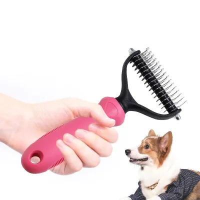 Stocked Pet Product Comfortable Grip Easy Use Double Side Pet Dog Dematting Hair Comb