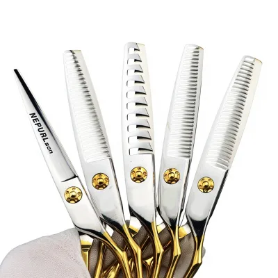 60-inch Semi-Gold New Style Hairdressing Barber Scissors Flat Shears Bangs Shears Toothed Shears Thinning Shears Antler Fishbone