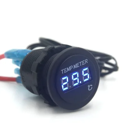 12V LED Automotive Digital Thermometer Vehicle Boat Round Temperature Meter