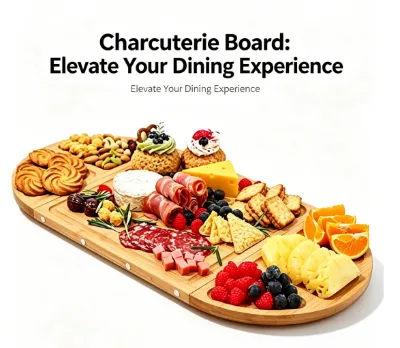 Bamboo Charcuterie Board and Serving Set -Natural Bamboo Cheese Board Snack Tray  Engraved Tea and Biscuitboard