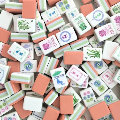 High Quality Acrylic American Mahjong Tiles OMHJGO Coral Orange Modern Holiday Mah Jongg Set for Board Game
