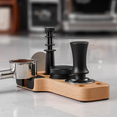 Wooden Coffee Tamper Station  Anti slip  T-shaped Wooden Coffee Accessories Organizer