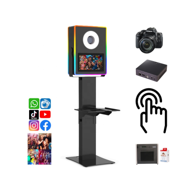 Self Photo Booth Touch Csreen Photobooth With Printer and Camera Flash Ring Light 13.3 Inch Lcd Touch Monitor Photo Booth Shell