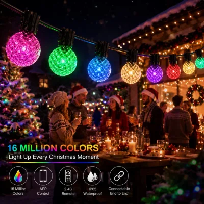 Replaceable Bulbs Patio String Lights with Shatterproof PC Covers and LED Patio Bulbs for Easy Maintenance Set Kit Use