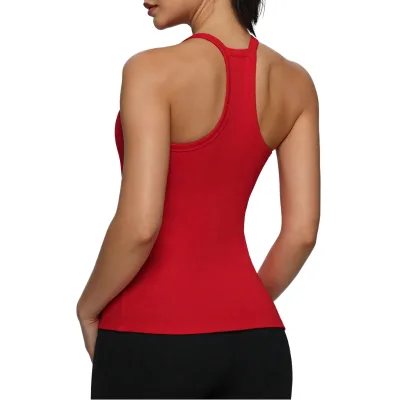Custom Wholesale Women's Crop Tank Top Breathable Summer Casual Solid Color O-Neck Polyester Cotton Blend