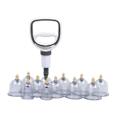 Traditional Biomagnetic Vacuum Cupping Therapy Set (24 Cups) Jinkang Chinese Body Massager ABS Clear RIBON MED RBJK-088-24 CE