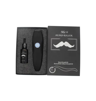 Beard Growth for Men with Matte Black Derma Roller and Beard Growth Oil