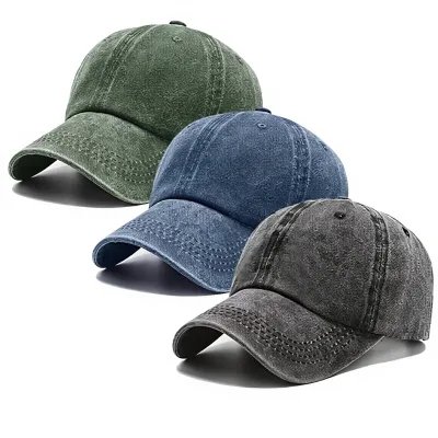 3 Pack Washed Plain Vintage Curved Brim Baseball Cap Cotton Adjustable Bulk Low Profile Classic Dad Hat for Men/Women