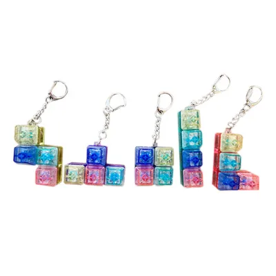 New Creative Lighting Plastic Keychains Stress Relief Blocks Toys Keychain