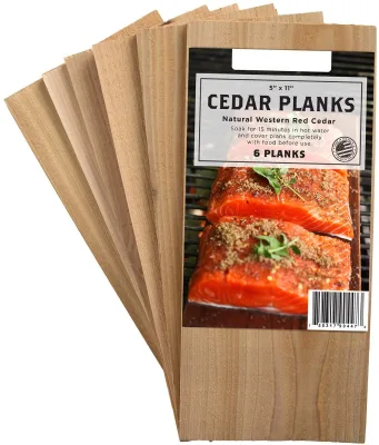 Outdoor BBQ Accessories Natural Western Red Cedar Wood Planks 6 Pcs Barbecue Cedar Grilling Planks for Fish, Steak ,Veggies
