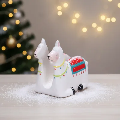 Custom Ceramic Hand-Painted Llama Napkin Rings Popular Table Napkin Holder for Parties