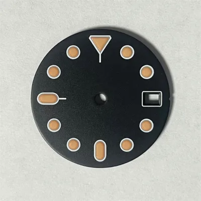 Watch Modification Parts Orange-marked Single/double Date Dial 28.5mm Japanese C3 Green Luminous for NH35/NH36A Movements