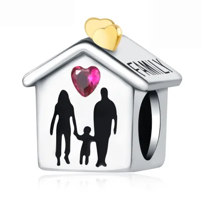 Customizable logo 925 Sterling Silver love House Family Charm Beads Suitable for Snake Bracelet Making Women's Jewelry