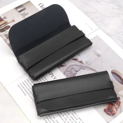 Large Capacity Soft PU Leather Sunglasses Storage Bag Black Rectangle Design with Universal Cover Portable Wide for All Glasses