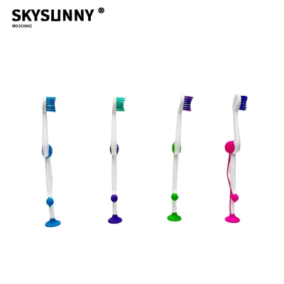 Flamingo Design Kids Manual Toothbrush Non Slip Grip Suction Stand Children Soft Toothbrush for Daily Oral Cleaning