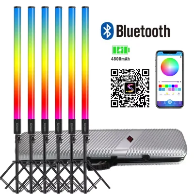 6Pack RGBW Nice Lights Sticks in My Dj Set up Smart App Control Rechargeable with Stand