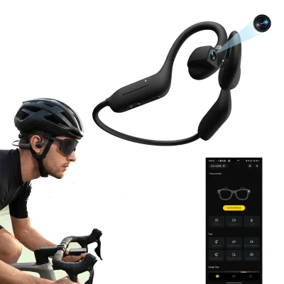 AI Smart Translation Bone Conduction 800W Bluetooth Wifi Camera Earphones for Running, Cycling Fittnes Camera Photo Recording