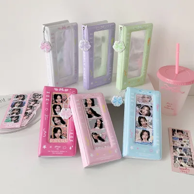 INS Simple Bowknot Life Four-Grid Photo Album Girl Commemorative Ticket Storage Book Fan Idol Long Card Album