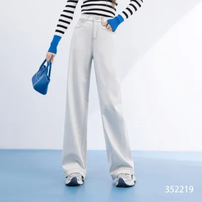 Customizable Casual White Cotton Pants for Women Female Jean Trousers