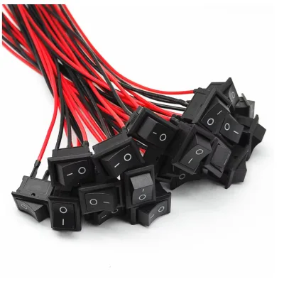 KCD1 Pre-Wired Rocker Switch 15x21mm | SPST 2-Position ON/OFF with Wire Leads | Solder or Quick Connect | 6A 250V AC | Bulk