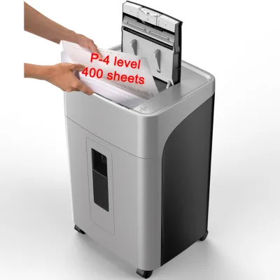 Dechiteuse A Papier 400 Feuilles 45 Litres Office Shredder Cd Card Paper Cross Cut P4 Auto Feed Shreds 400 Sheets Paper Shredder