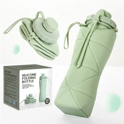 Custom Logo Designed Silicon Cupping Sippy Cup Wholesale Foldable Silicone Water Bottle