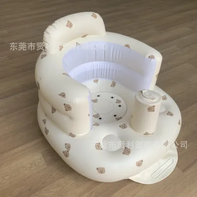 Multifunctional Infant Inflatable Seat Learning Seat PVC Press Inflatable Folding Portable Seat Learning Dining Chair