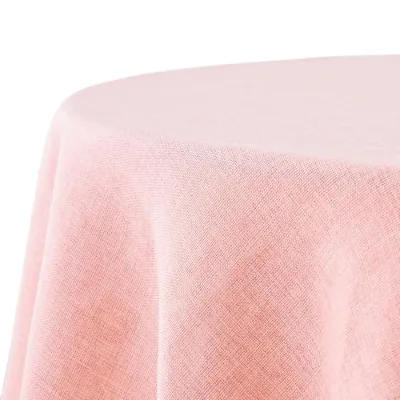 Decomira Elegant Stain-Resistant Polyester Round Solid Tablecloth Linen Effect Easy Wash Iron Outdoor Dining Table Pink 160 cm