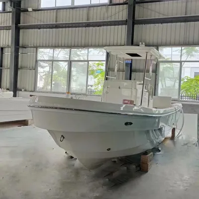 22CC 7m Fiberglass Center Console Panga Fishing Boat Hard Top Stainless Guardrail for Deep Sea Fishing Coastal Recreational Use