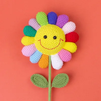 Shop Decoration Simulation Green Plant Hand-woven Color Sunflower Potted Graduation Ceremony Gifts Artificial Flower