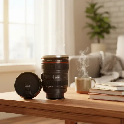 Shockproof Never Fall Stainless Steel Camera Lens Coffee Mug For Daily Use