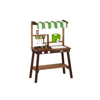 New Design Customized Kid Toy Wooden Picnic 3-in-1 Multifunctional Outdoor Pretend BBQ Grill Play Set