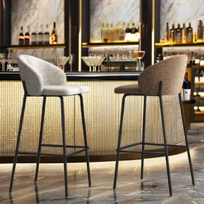 Customized Home Furniture Trendy Luxury Design Leather Metal Barstools Modern High Chair for Bar