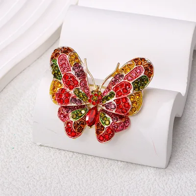 Trendy Unisex Multicolour Alloy Butterfly Brooches Metal Crystal Insect Brooch for Weddings Parties Birthdays Winter Jewelry