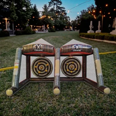 Hot Selling Double Lane Inflatable Flying Axe Throwing Toy / Inflatable Axe Throw Dart Challenge Carnival Sport Game Rental