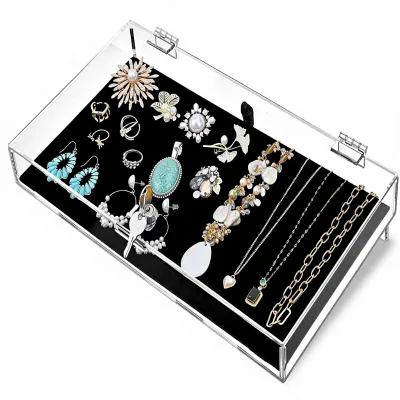 Acrylic Rectangular Marketing Holder Locking Security Display Stand for Safe Box Watch Jewelry Knife Eyewear Display Tray Key