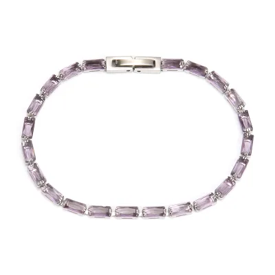 Women's Violet Zirconia Pop Tennis Style Stainless Steel Bracelet Fashionable and Stylish