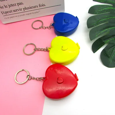 Wholesale Multicolor Pocket Sized Auto Lock Heart Shaped Measuring Tape Keychain Soft Ruler for Clothing Sample Making