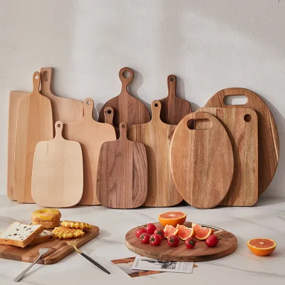 Acacia Wood Cutting Board Walnut Solid Wood Cheese Steak Board Outdoor Camping Portable Fruit Board 1.5cm Thick