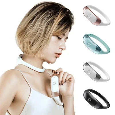 Custom logo Mini Foldable Pulse Neck Massager Deep Muscle Vibration Hot Compress Knead Relax Therapy Neck Massager