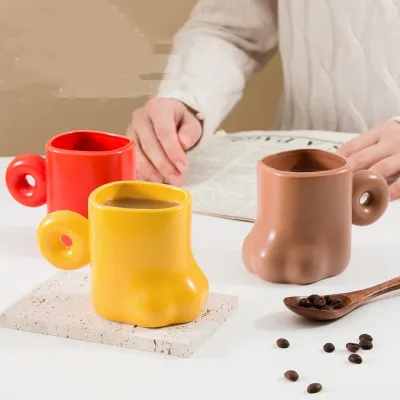 Custom Private Label New Cat Claw Ceramic Cup Cute Gift Animal Colorful Ceramic Mugs