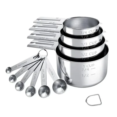 304 Stainless Steel Measuring Cup and Spoon Set for Baking with Graduated Kitchen Seasoning Measuring Tools