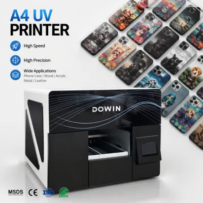 Small Format A4 UV Flatbed Printer CMYKW 5 Color for Phone Case PVC ID Card Coin Personalized Product Printing